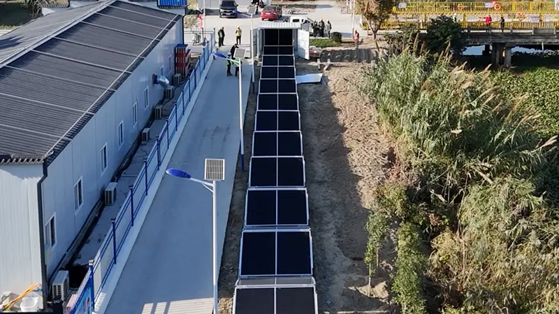Solar panel container installation on site