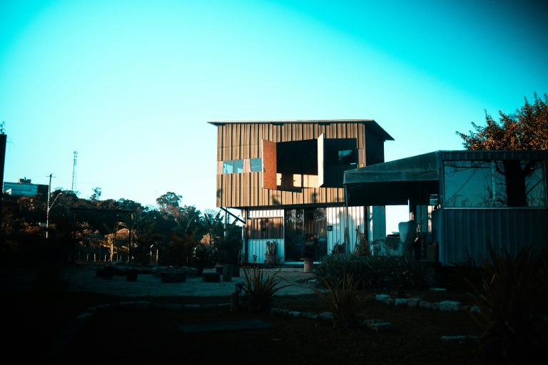 Construction phase of an off-grid shipping container cabin