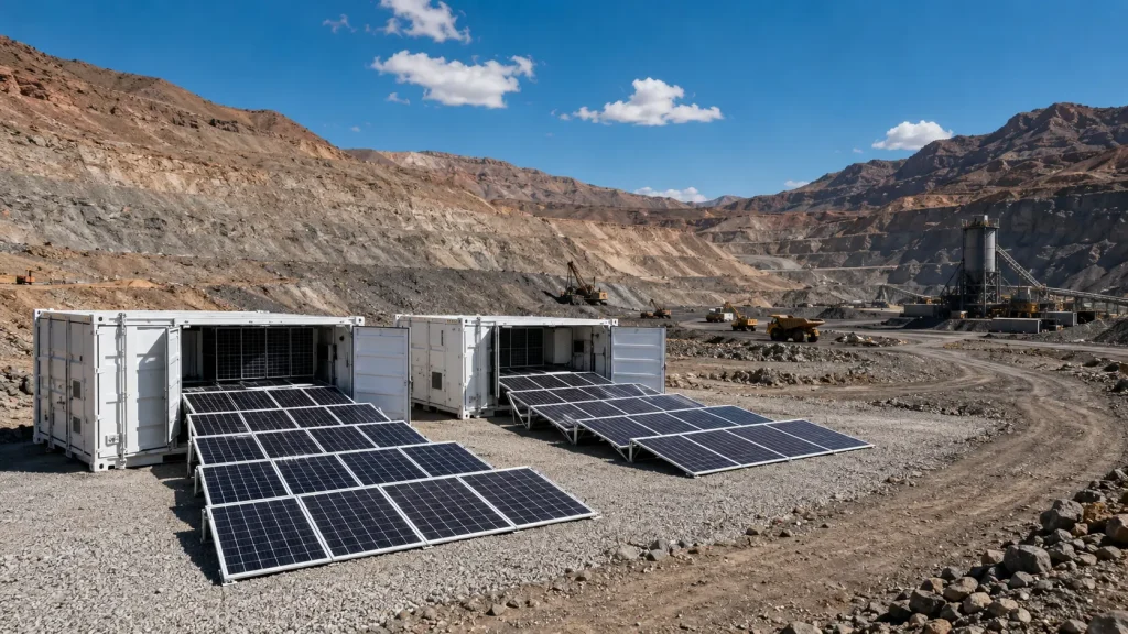 Container BESS deployed at a remote mining site with harsh environment conditions