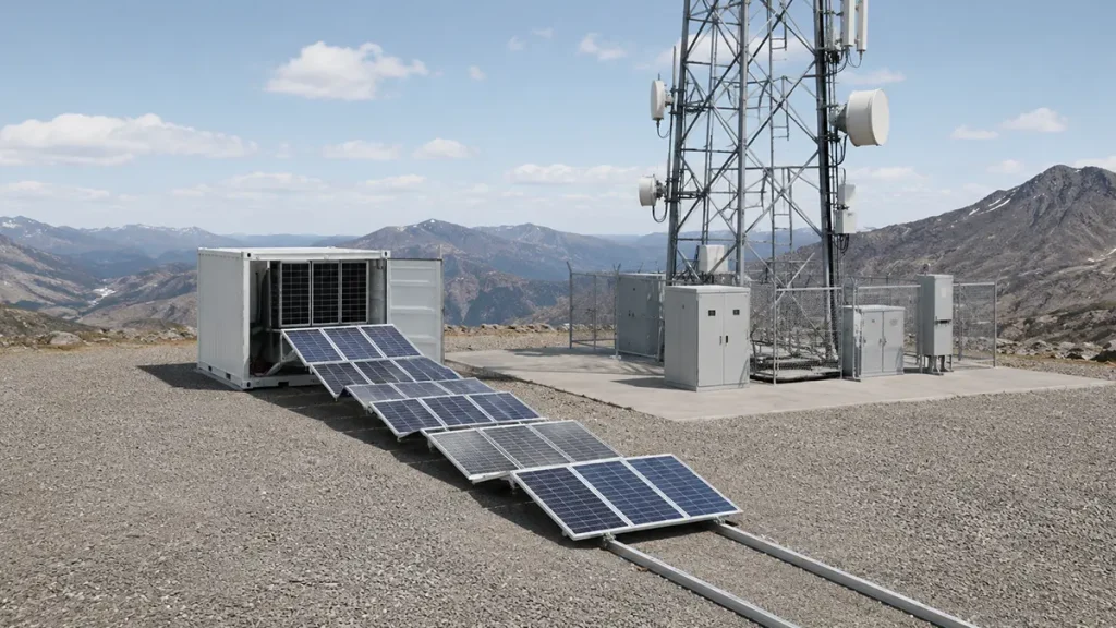 Mobile solar battery container for emergency communications tower power supply