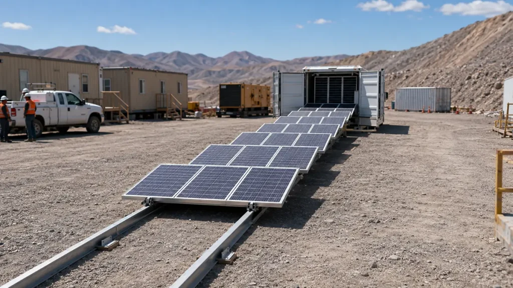Containerized solar battery microgrid for remote mining camp mobile power Containerized solar battery microgrid for remote mining camp mobile power
