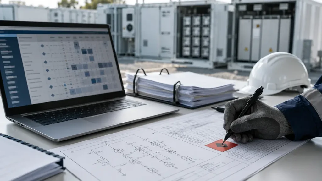 Controlled procurement records for BESS configuration revisions and deviations.