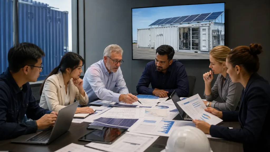 Incoterms and delivery-boundary review EPC and procurement professionals reviewing a delivery term, named place, and responsibility matrix for containerized energy equipment.